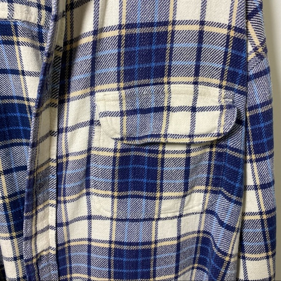 VTG Plaid Dad Flannel Shirt Blue Oversized L - Picture 6 of 11